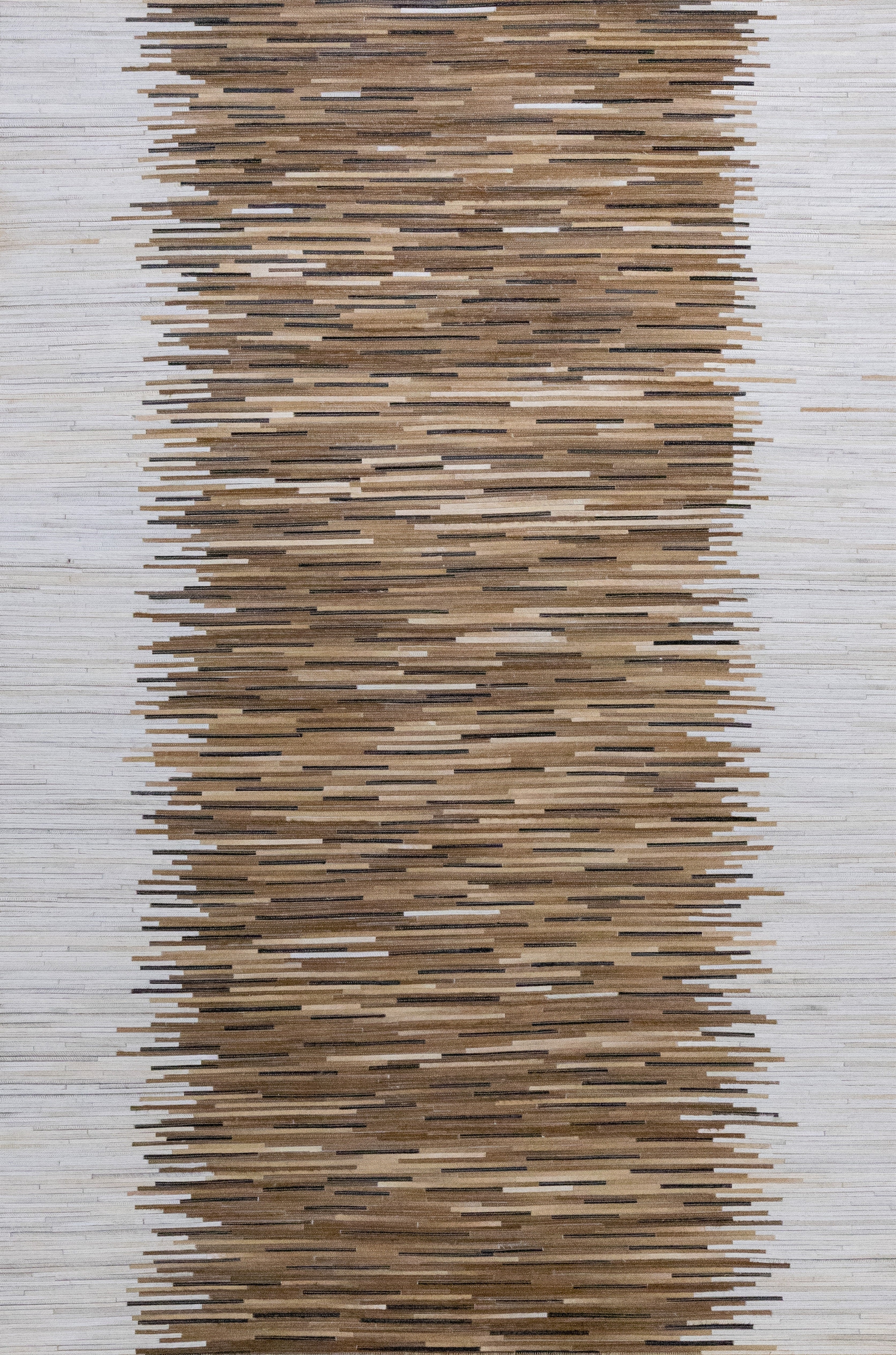 Dakota Border Leather Patched Hand-Stitched Rug