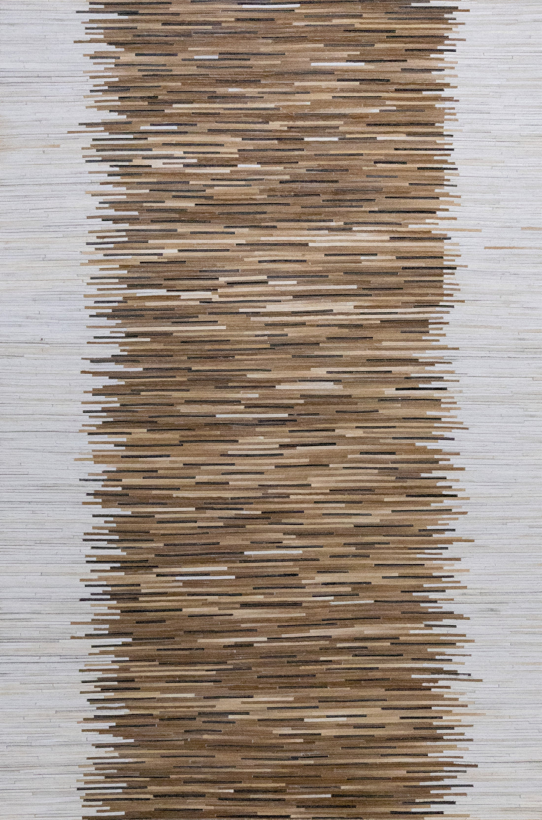 Dakota Border Leather Patched Hand-Stitched Rug
