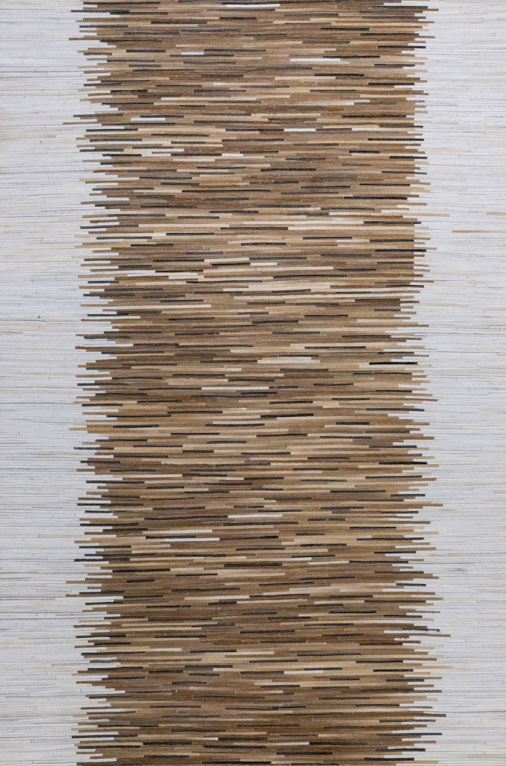 Dakota Border Leather Patched Hand-Stitched Rug