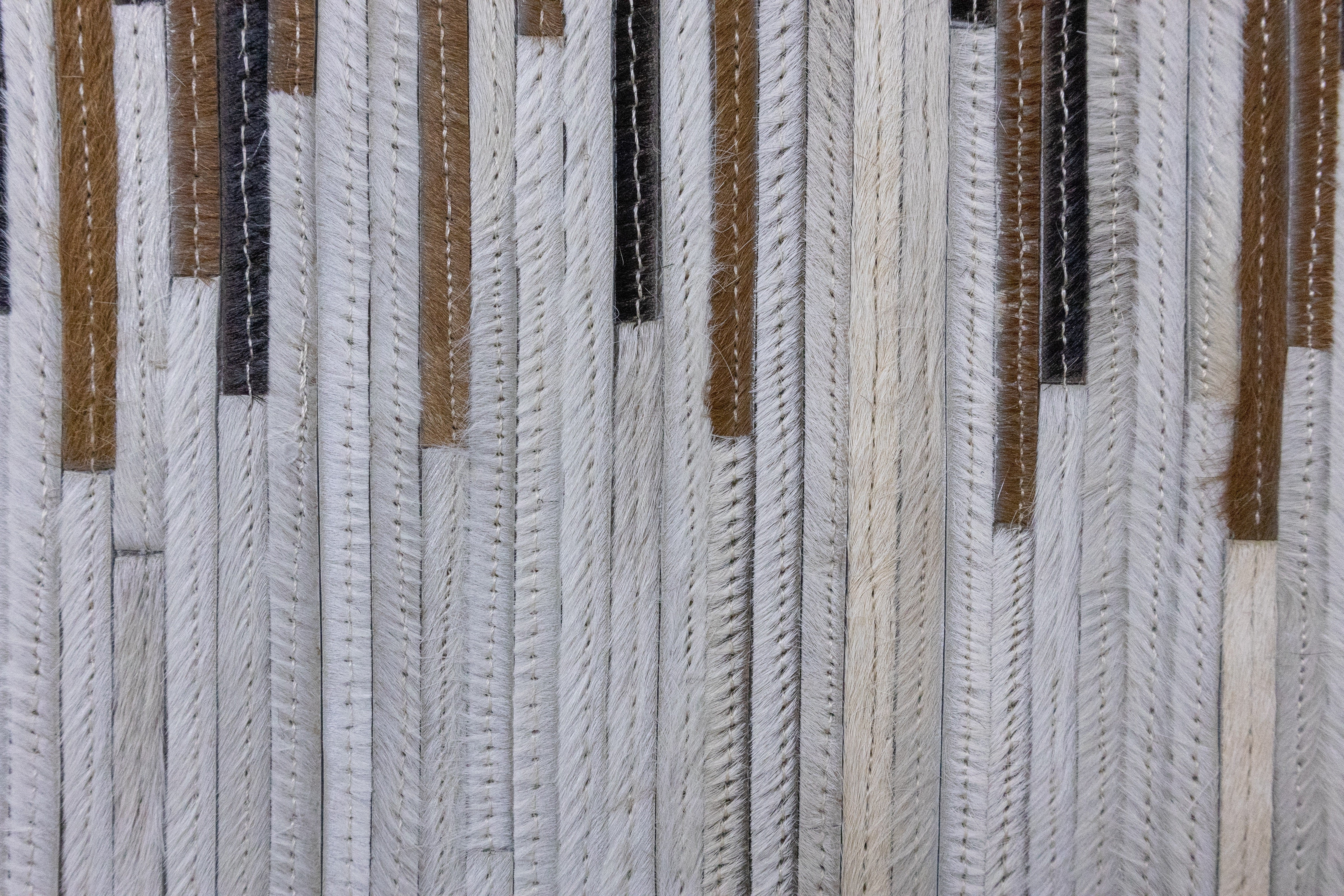 Dakota Border Leather Patched Hand-Stitched Rug