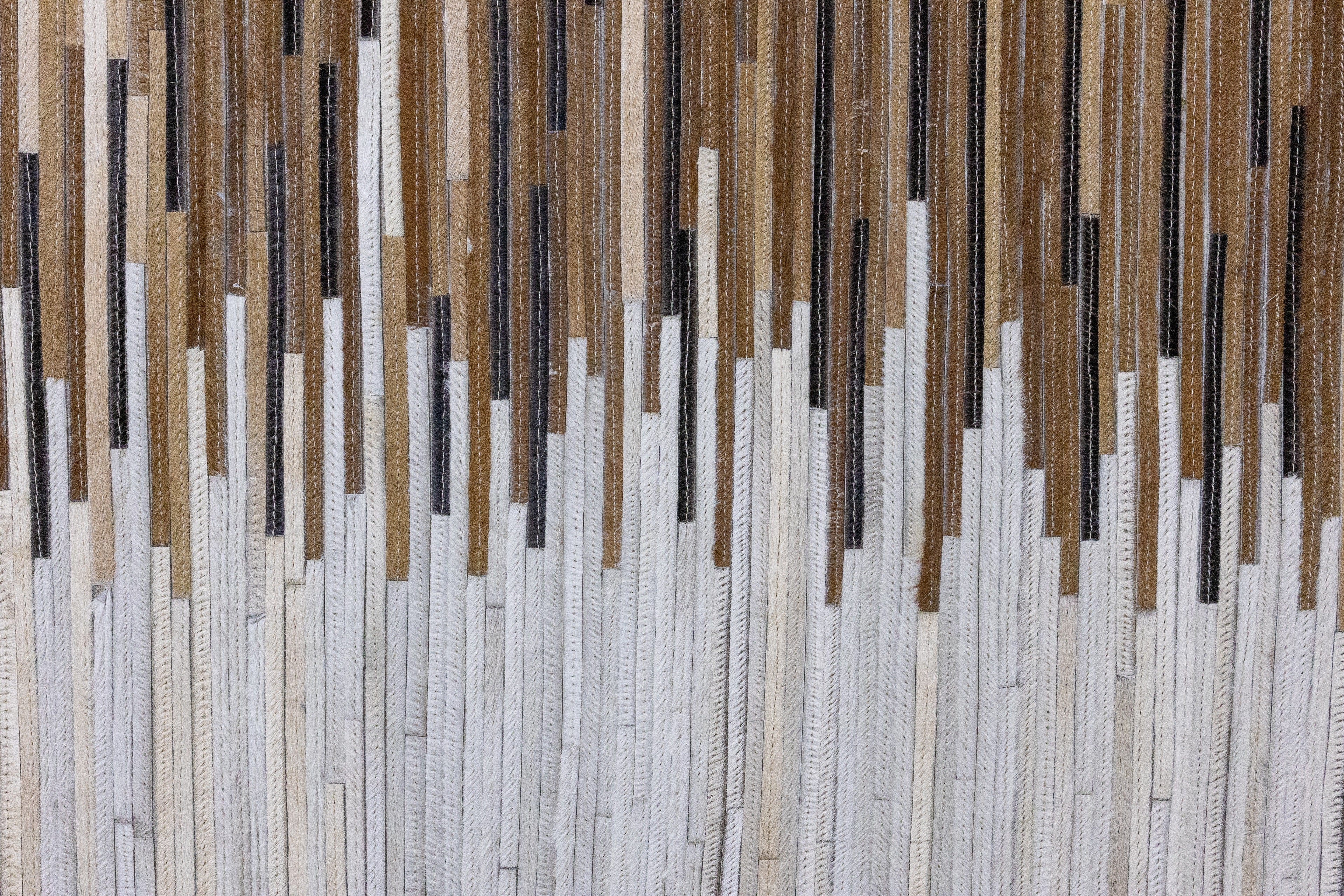 Dakota Border Leather Patched Hand-Stitched Rug