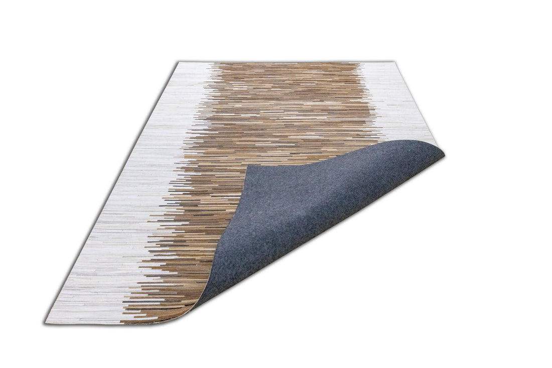 Dakota Border Leather Patched Hand-Stitched Rug