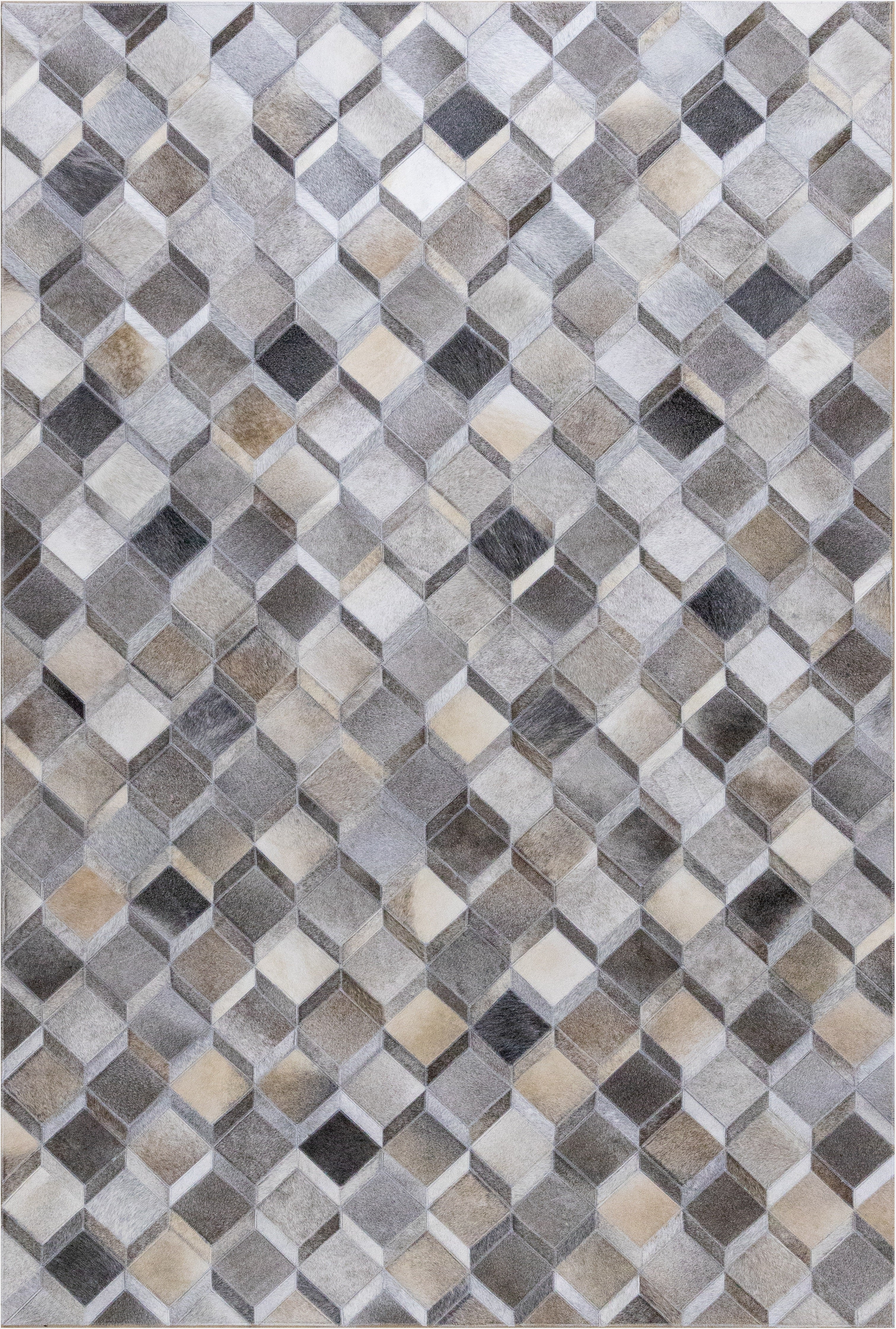 Denver Rust Leather Patched Hand-Stitched Rug