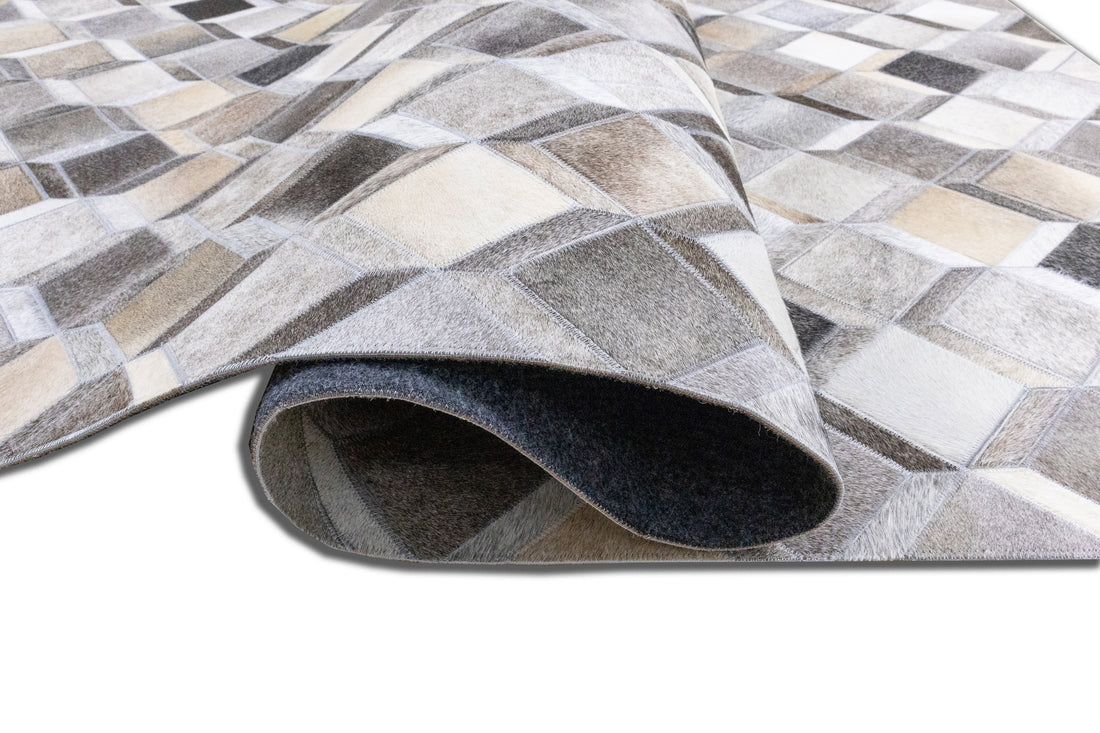 Denver Rust Leather Patched Hand-Stitched Rug