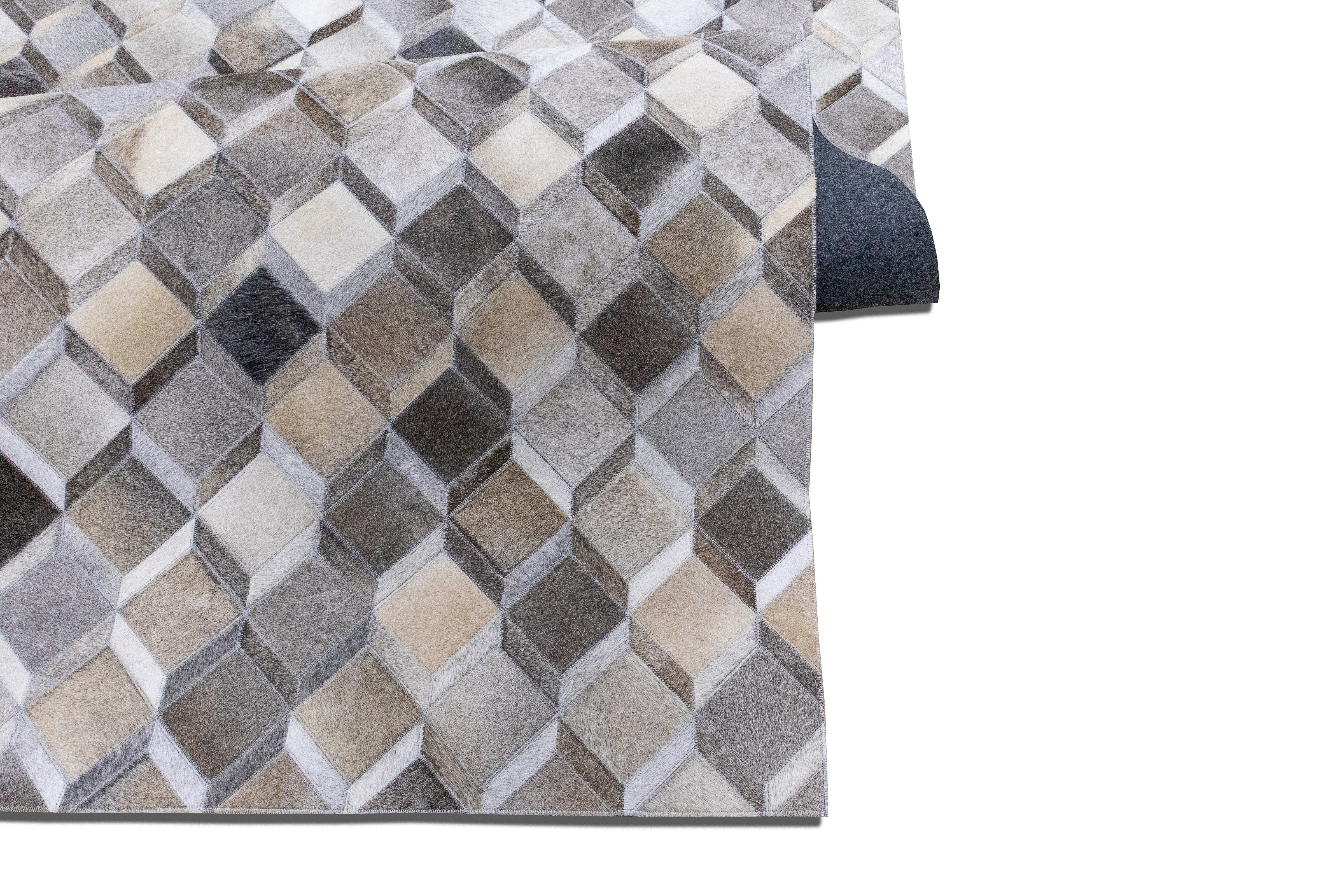Denver Rust Leather Patched Hand-Stitched Rug