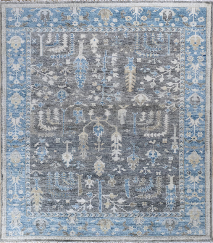 Galen Tree of Life Grey Traditional Hand-Knotted Wool Rug
