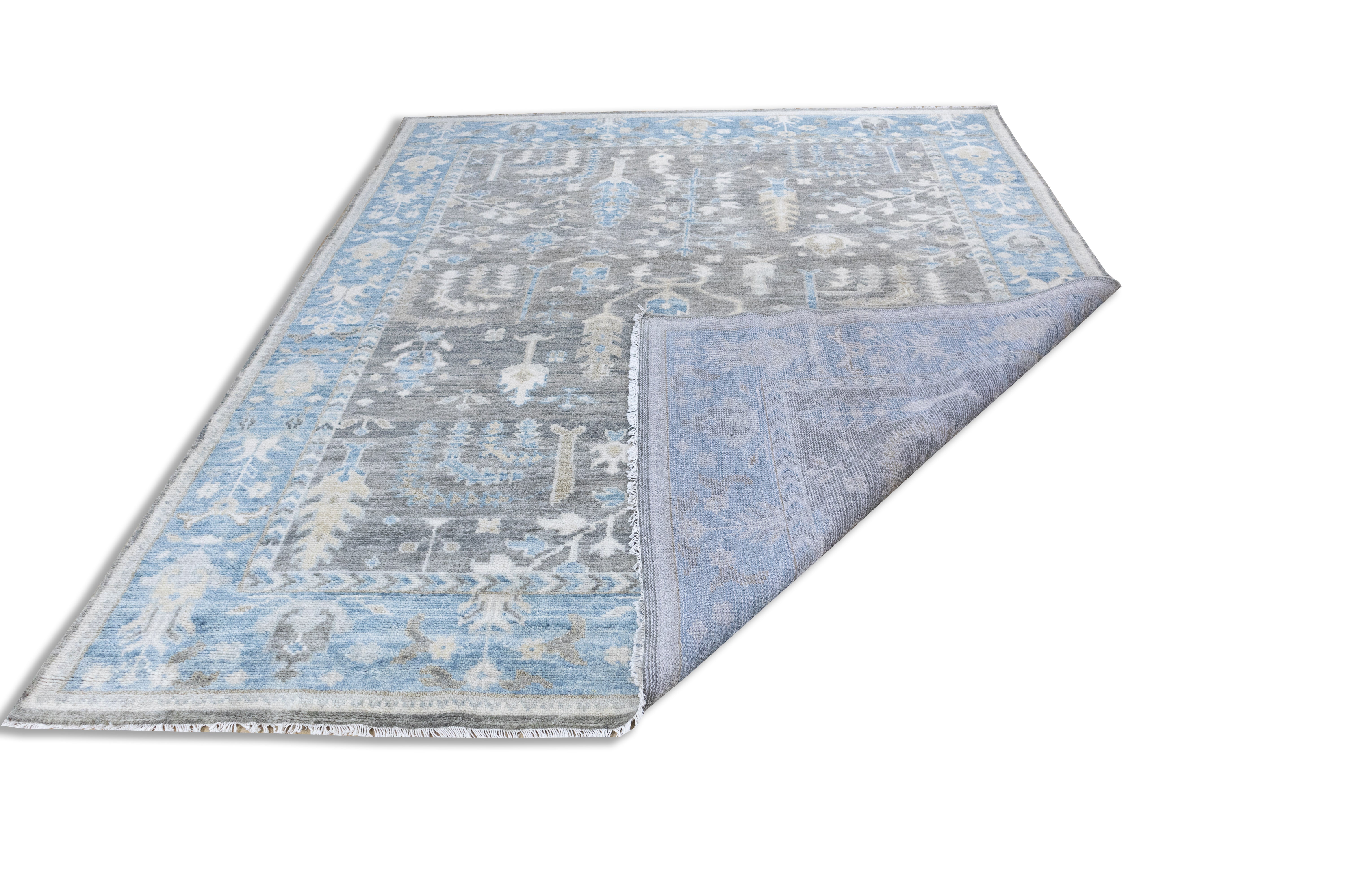 Galen Tree of Life Grey Traditional Hand-Knotted Wool Rug