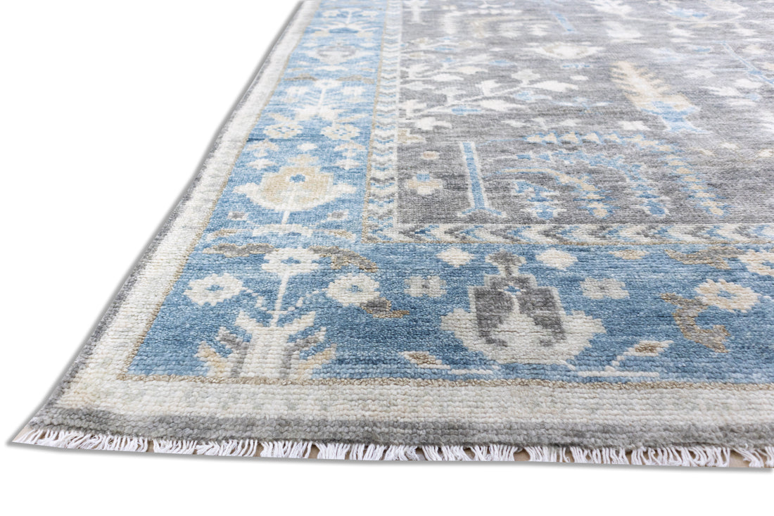 Galen Tree of Life Grey Traditional Hand-Knotted Wool Rug