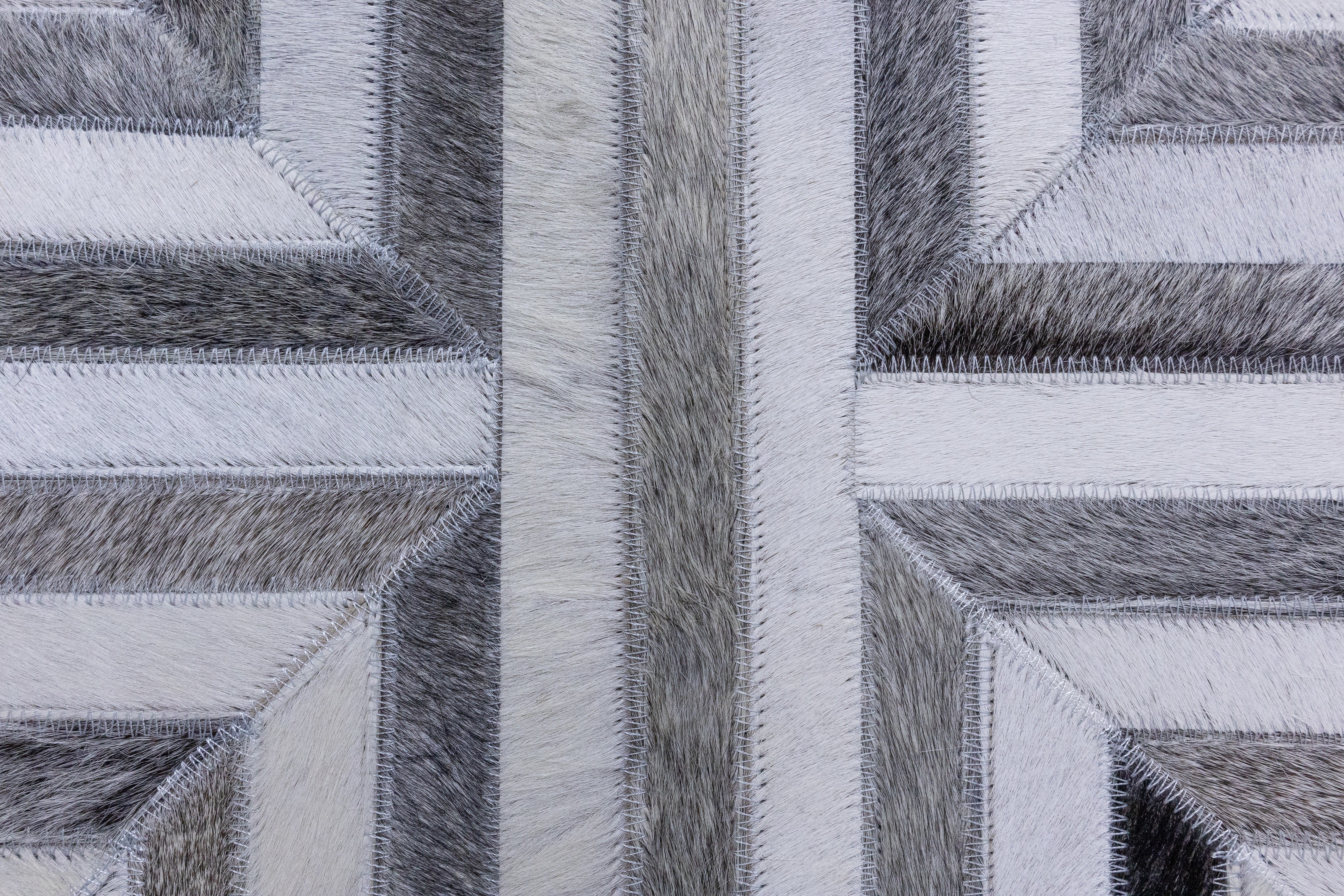 Garrison Linear Leather Patched Hand-Stitched Rug