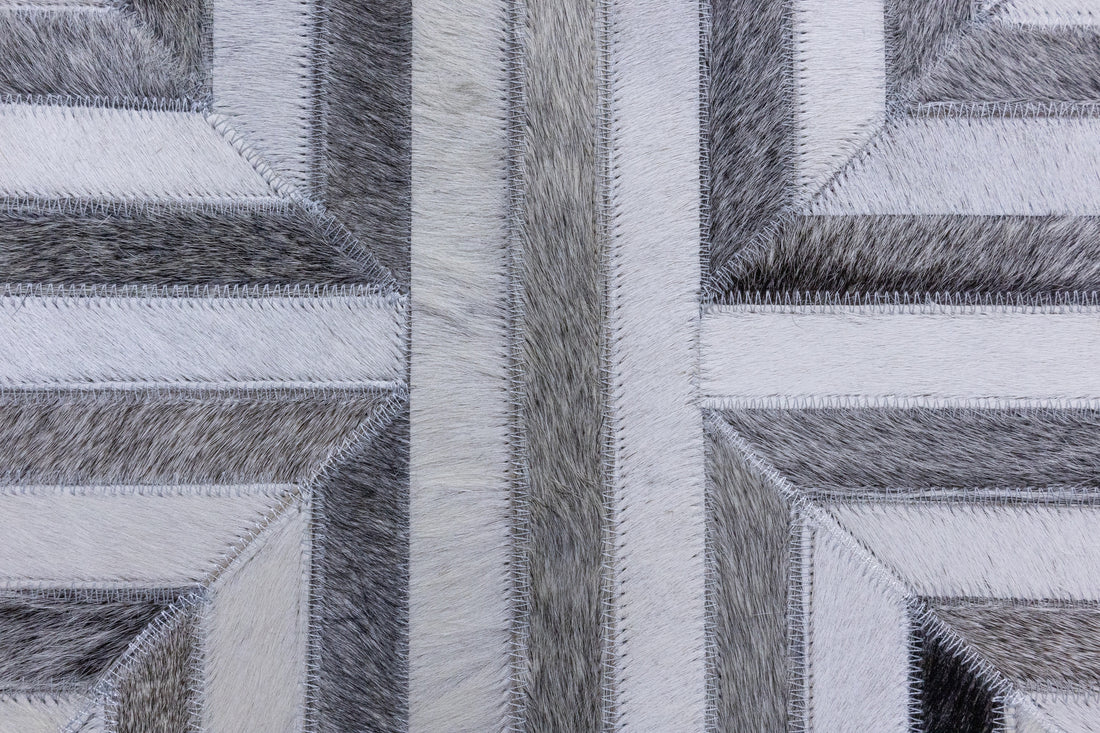 Garrison Linear Leather Patched Hand-Stitched Rug
