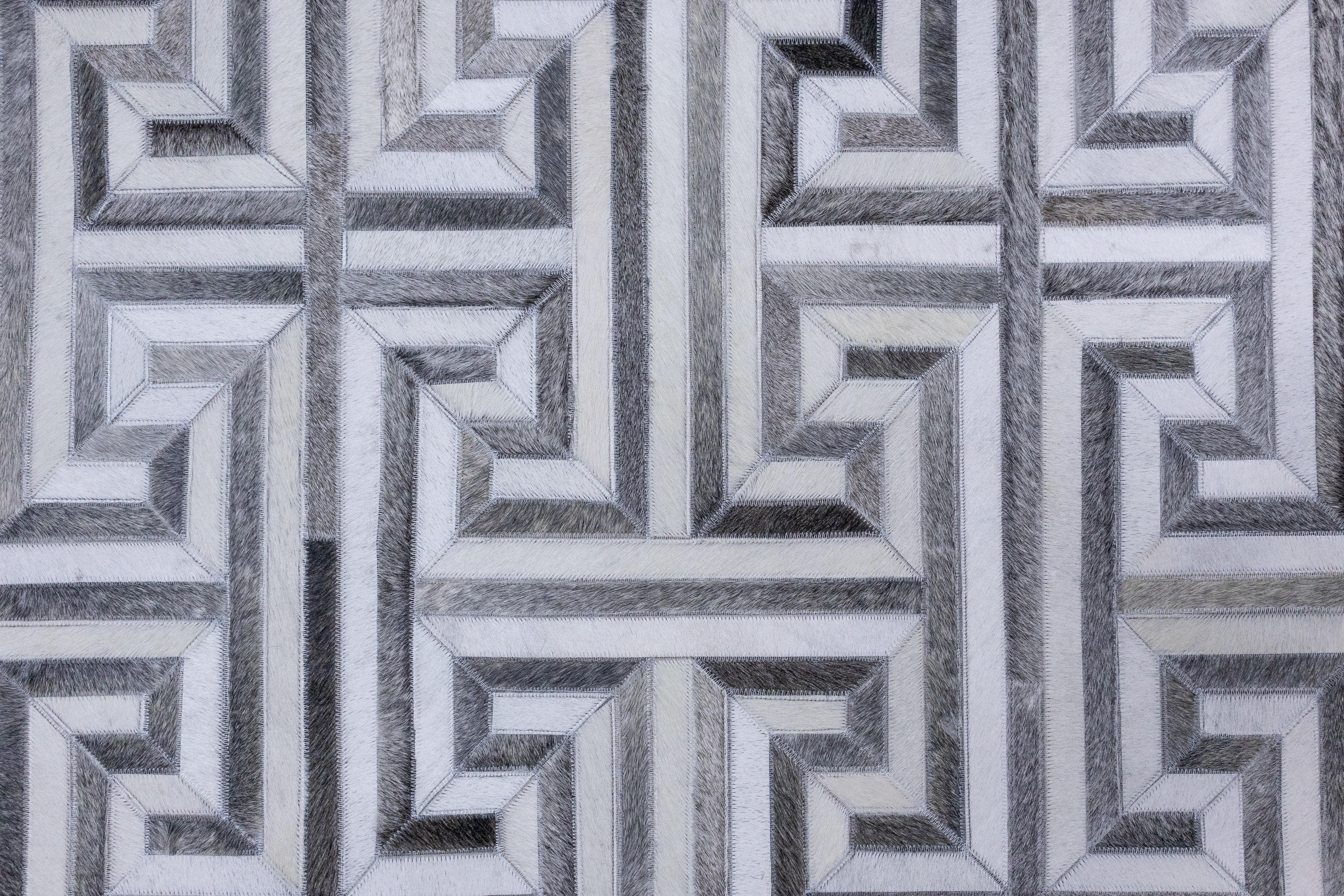 Garrison Linear Leather Patched Hand-Stitched Rug