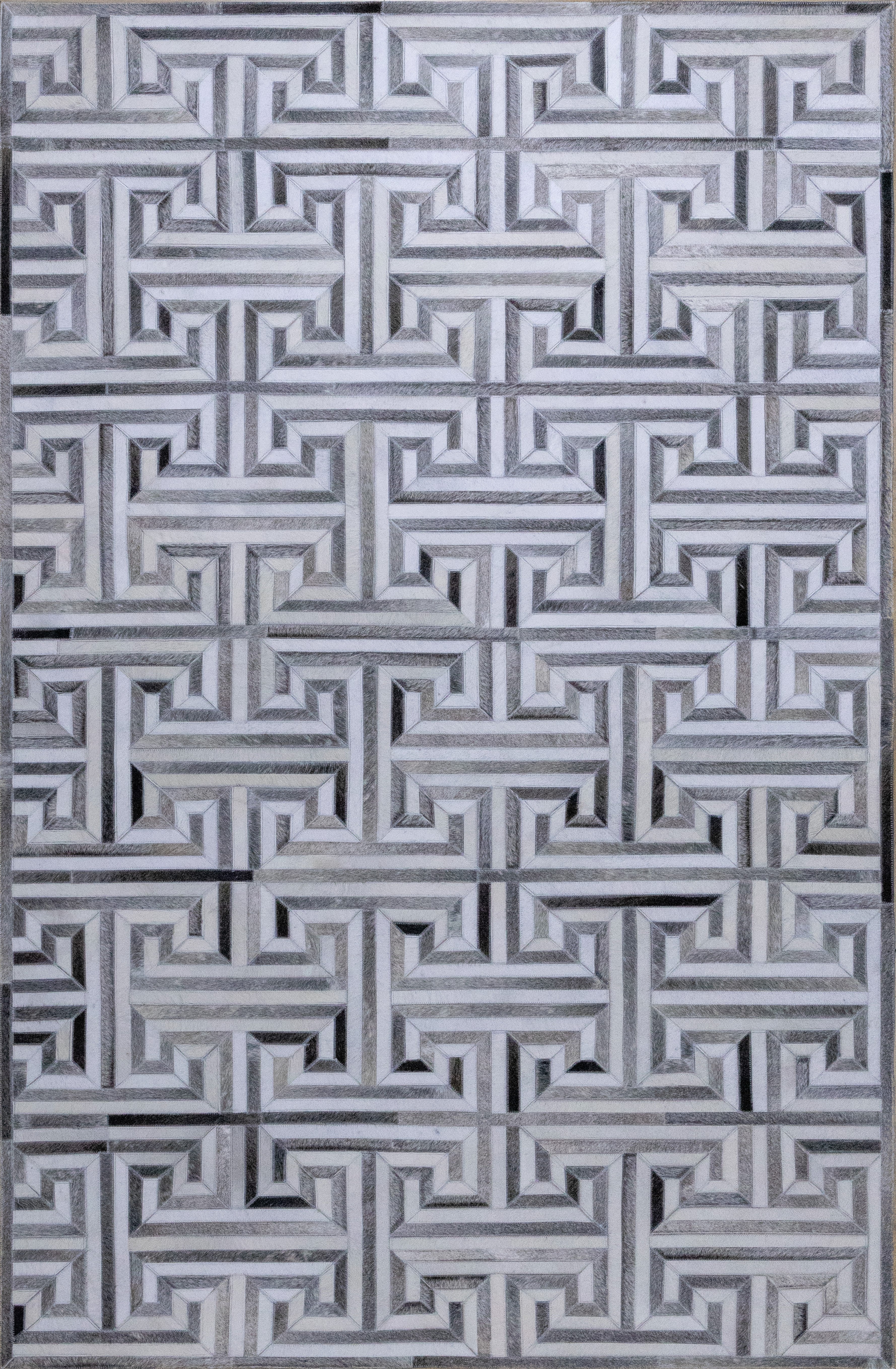 Garrison Linear Leather Patched Hand-Stitched Rug