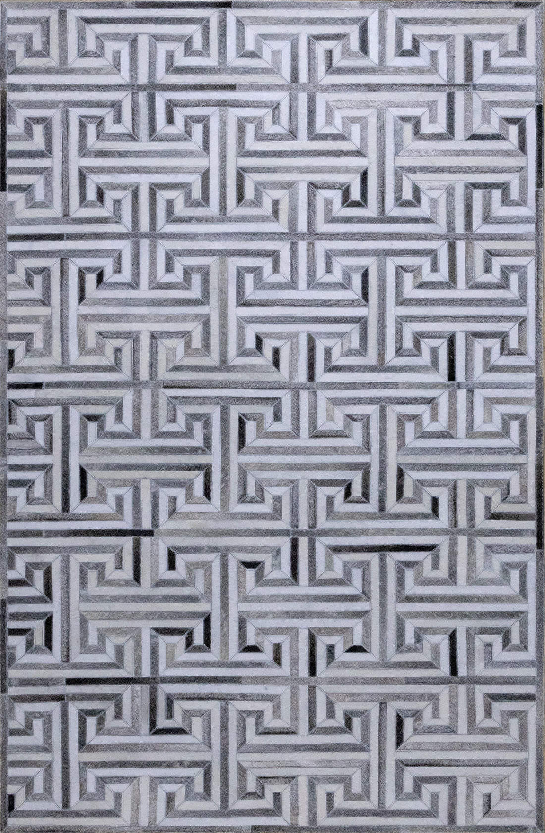 Garrison Linear Leather Patched Hand-Stitched Rug