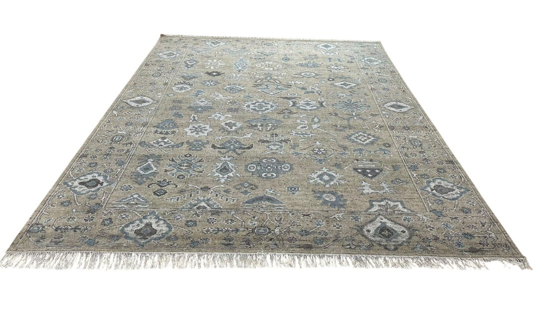 Isolde Beige Oushak Hand-Knotted Wool Rug