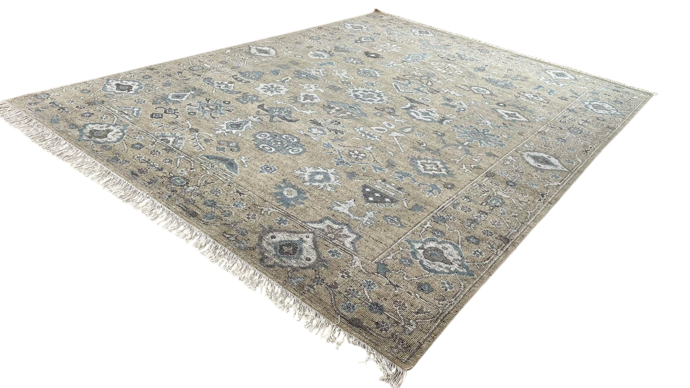 Isolde Beige Oushak Hand-Knotted Wool Rug