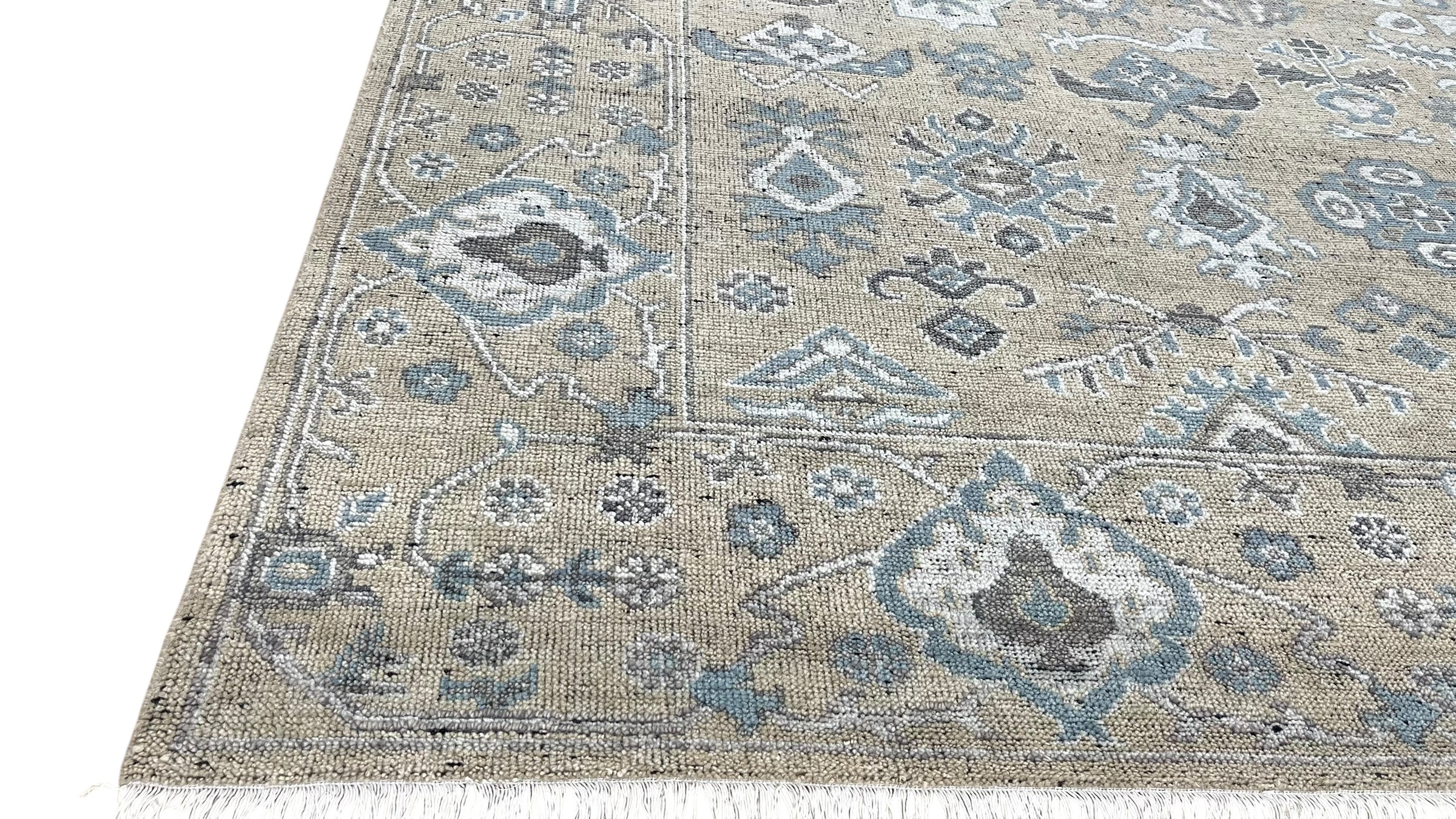 Isolde Beige Oushak Hand-Knotted Wool Rug