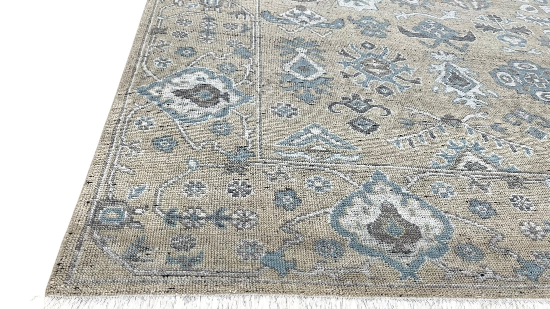 Isolde Beige Oushak Hand-Knotted Wool Rug