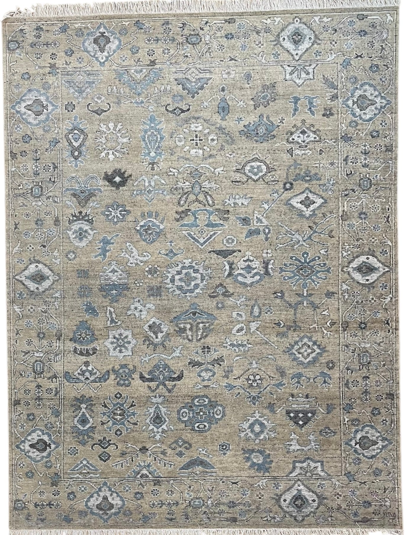 Isolde Beige Oushak Hand-Knotted Wool Rug