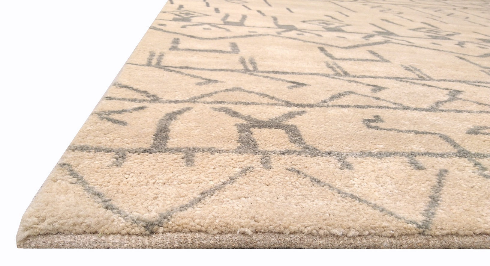 Judie Moroccan Beige Hand-Knotted Wool Rug