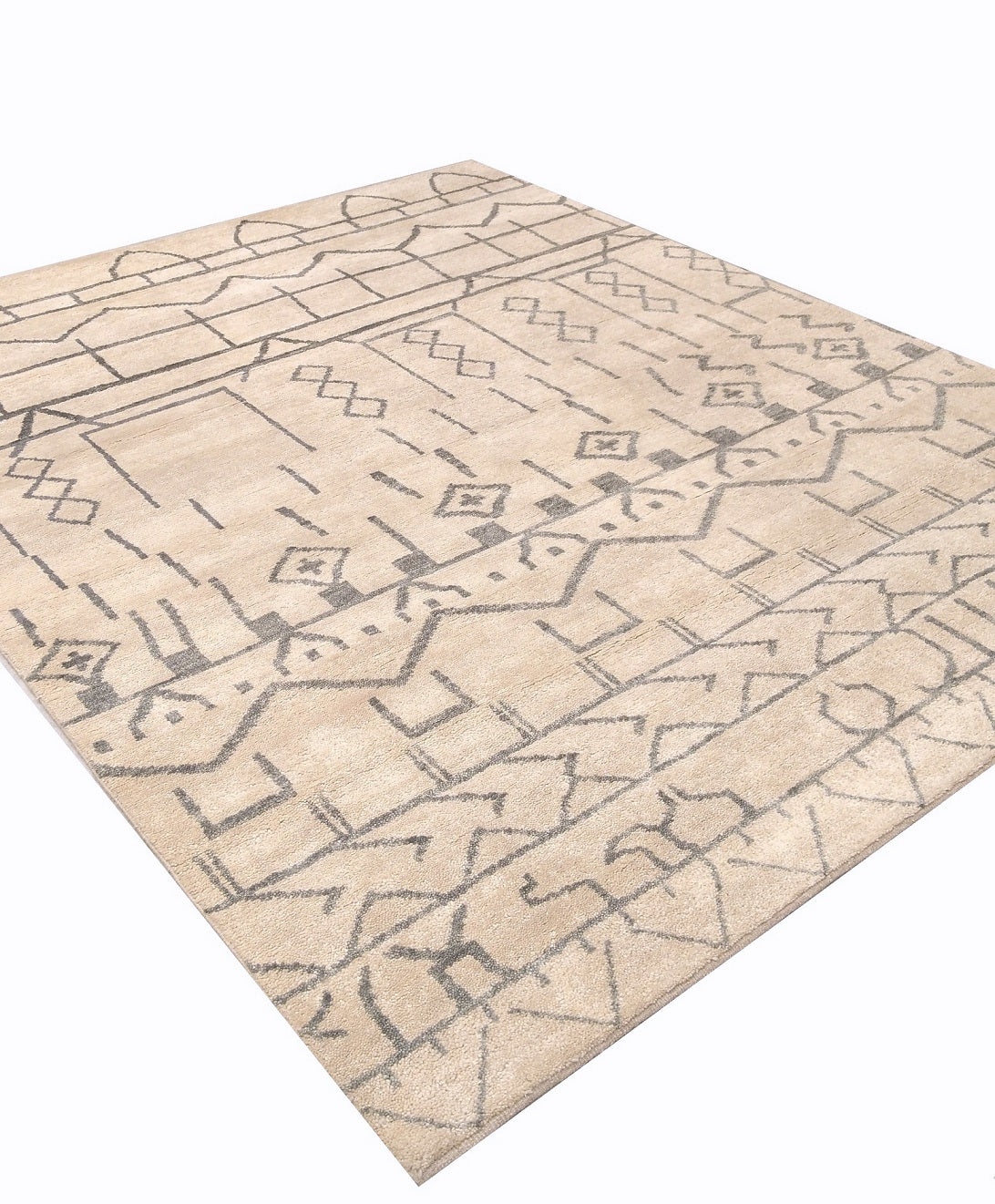 Judie Moroccan Beige Hand-Knotted Wool Rug