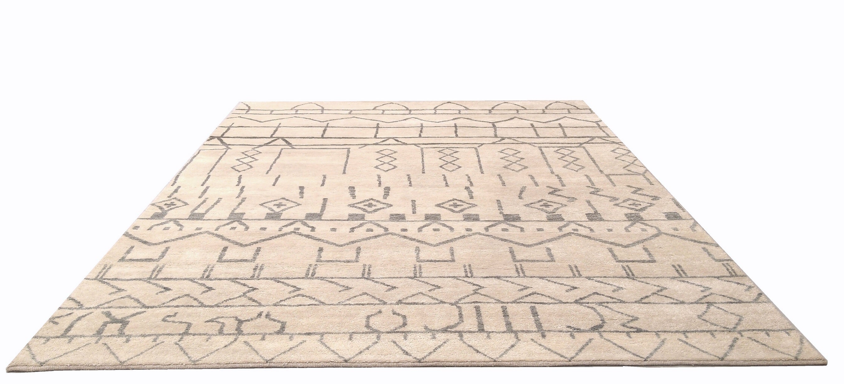 Judie Moroccan Beige Hand-Knotted Wool Rug