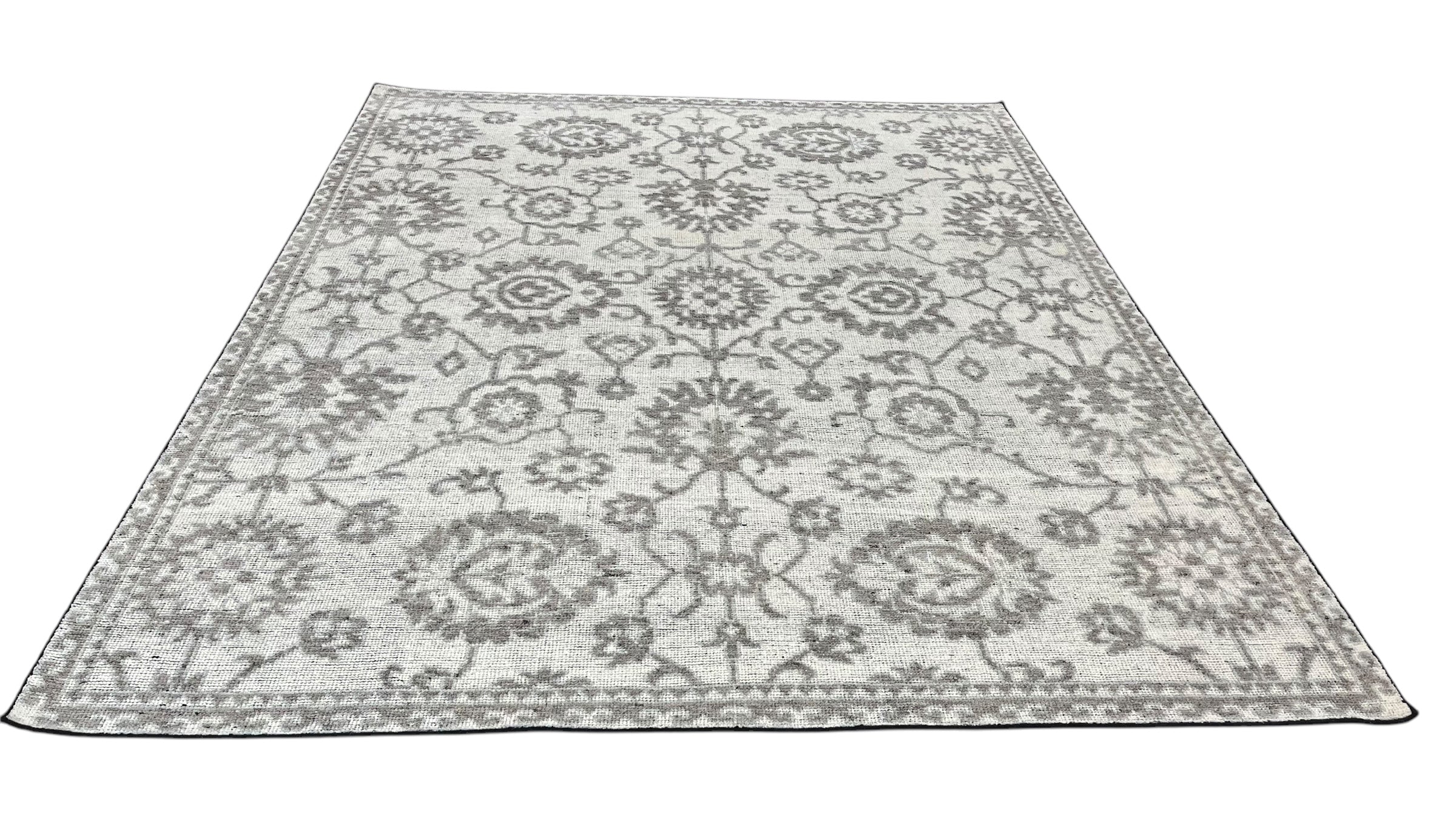 Kashan Vintage Grey Hand-Knotted Wool Rug