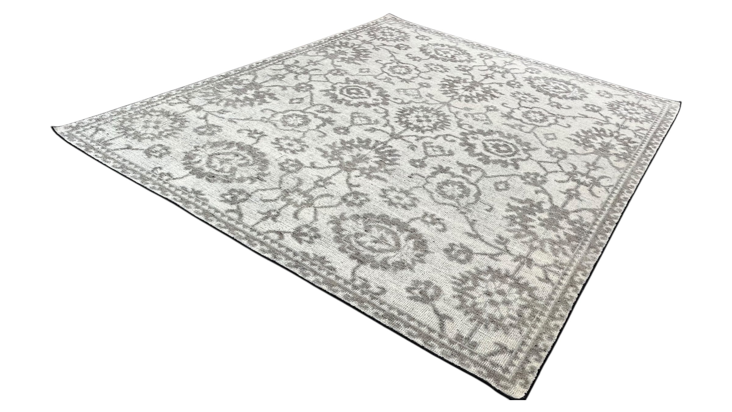 Kashan Vintage Grey Hand-Knotted Wool Rug
