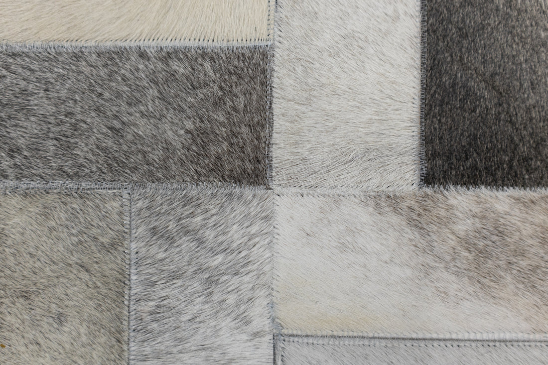 Kingsley Herringbone Leather Patched Hand-Stitched Rug