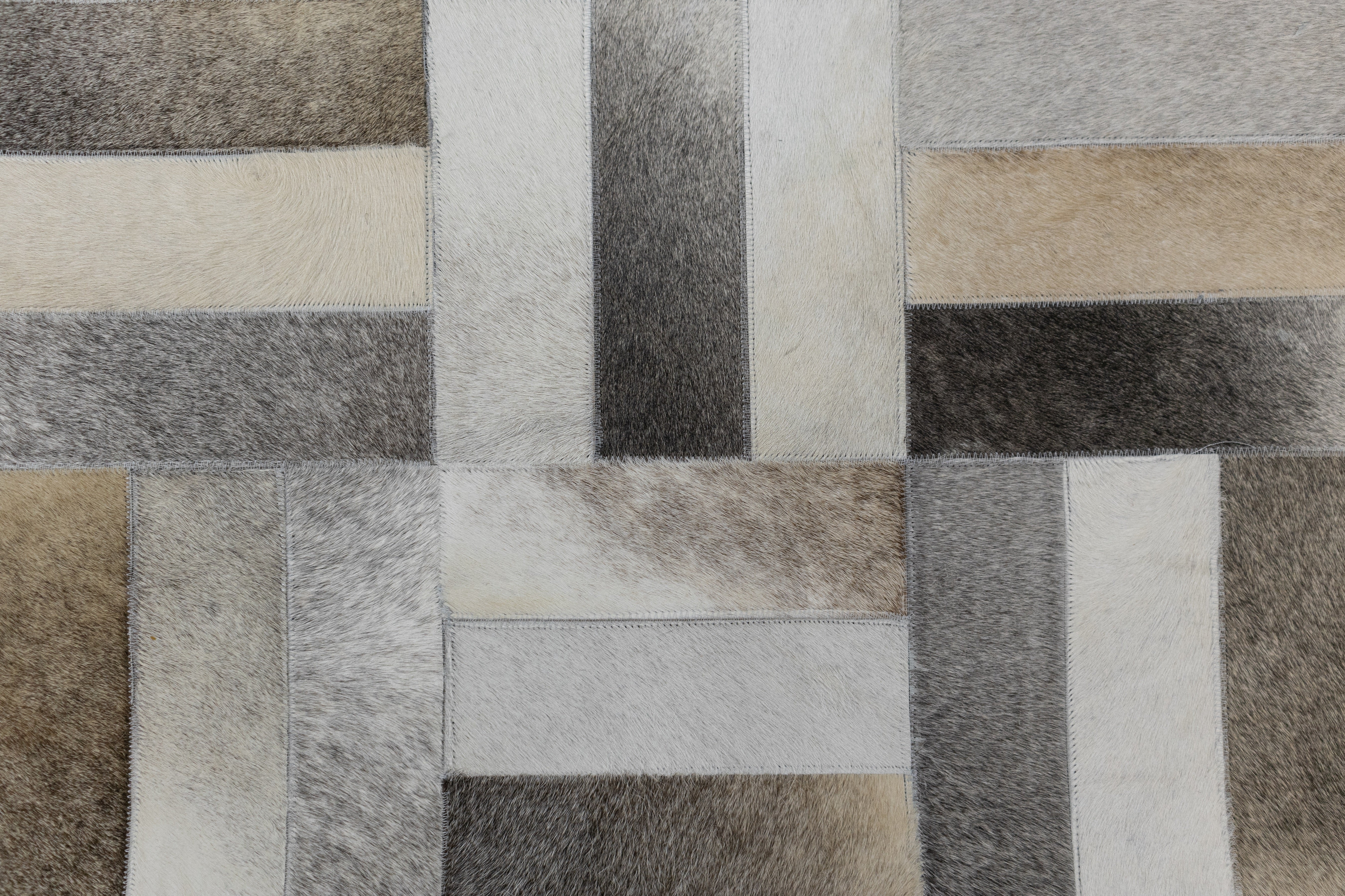 Kingsley Herringbone Leather Patched Hand-Stitched Rug