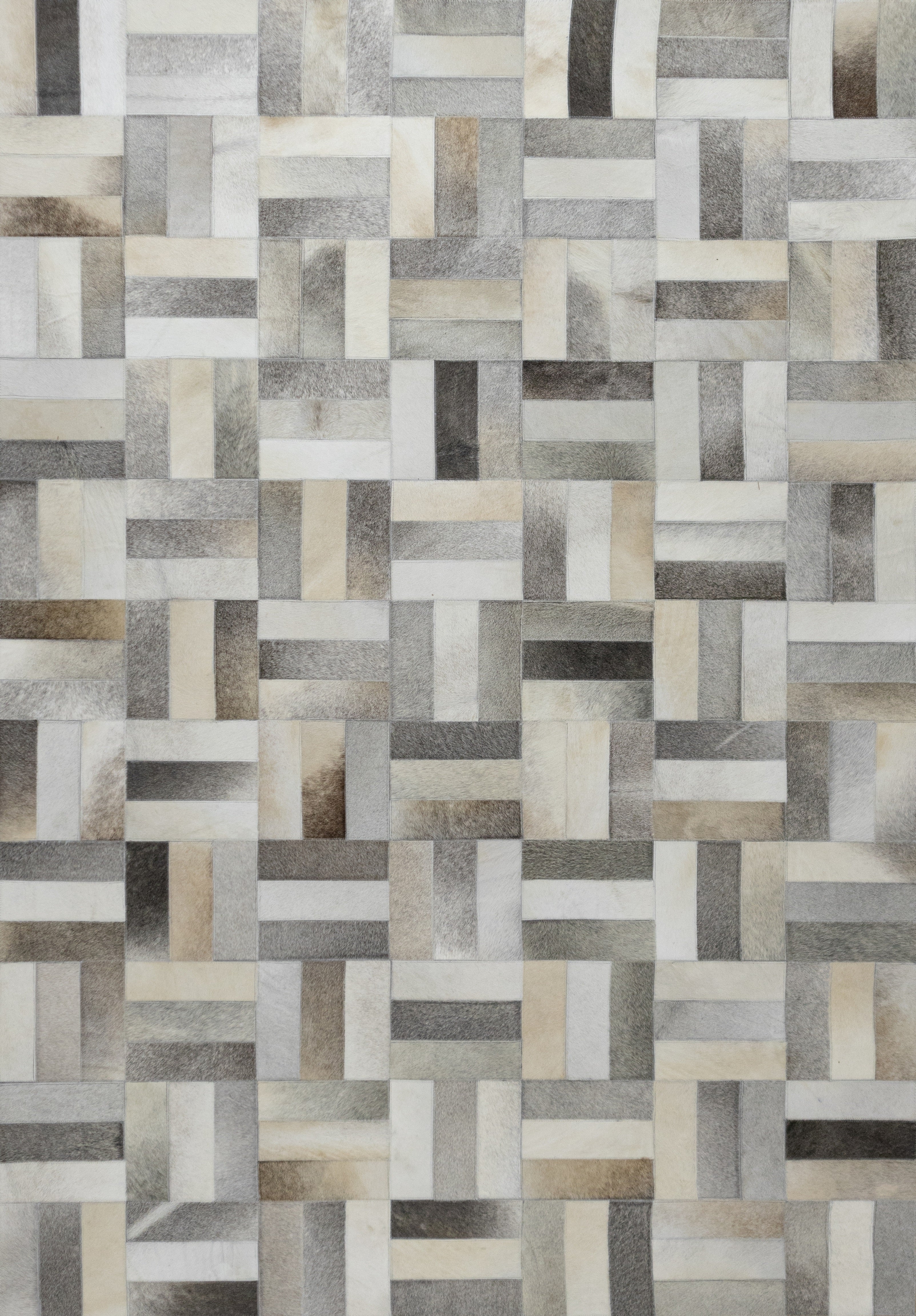 Kingsley Herringbone Leather Patched Hand-Stitched Rug