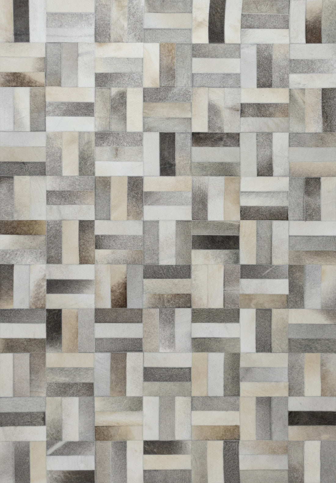 Kingsley Herringbone Leather Patched Hand-Stitched Rug