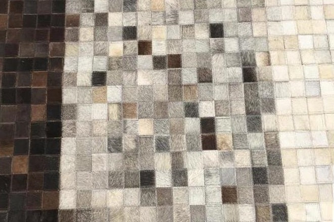 Kodiak Chevron Leather Patched Hand-Stitched Rug