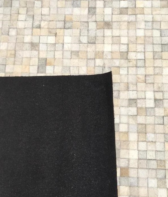 Kodiak Chevron Leather Patched Hand-Stitched Rug