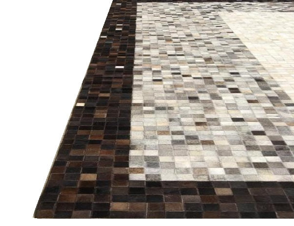 Kodiak Chevron Leather Patched Hand-Stitched Rug
