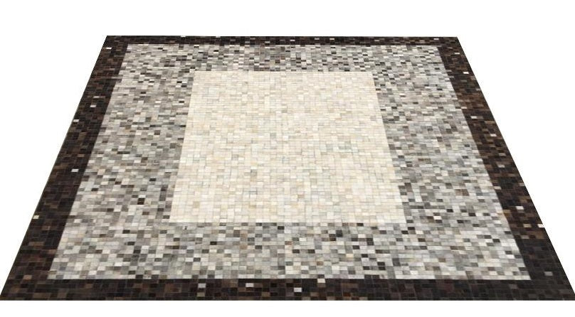 Kodiak Chevron Leather Patched Hand-Stitched Rug