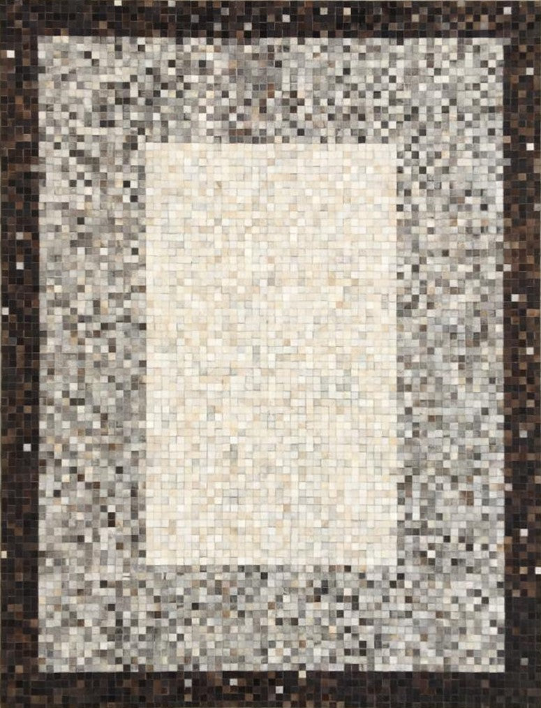 Kodiak Chevron Leather Patched Hand-Stitched Rug