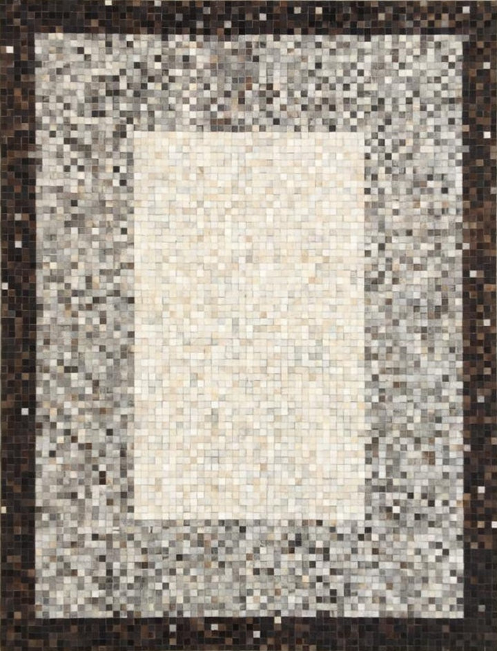 Kodiak Chevron Leather Patched Hand-Stitched Rug