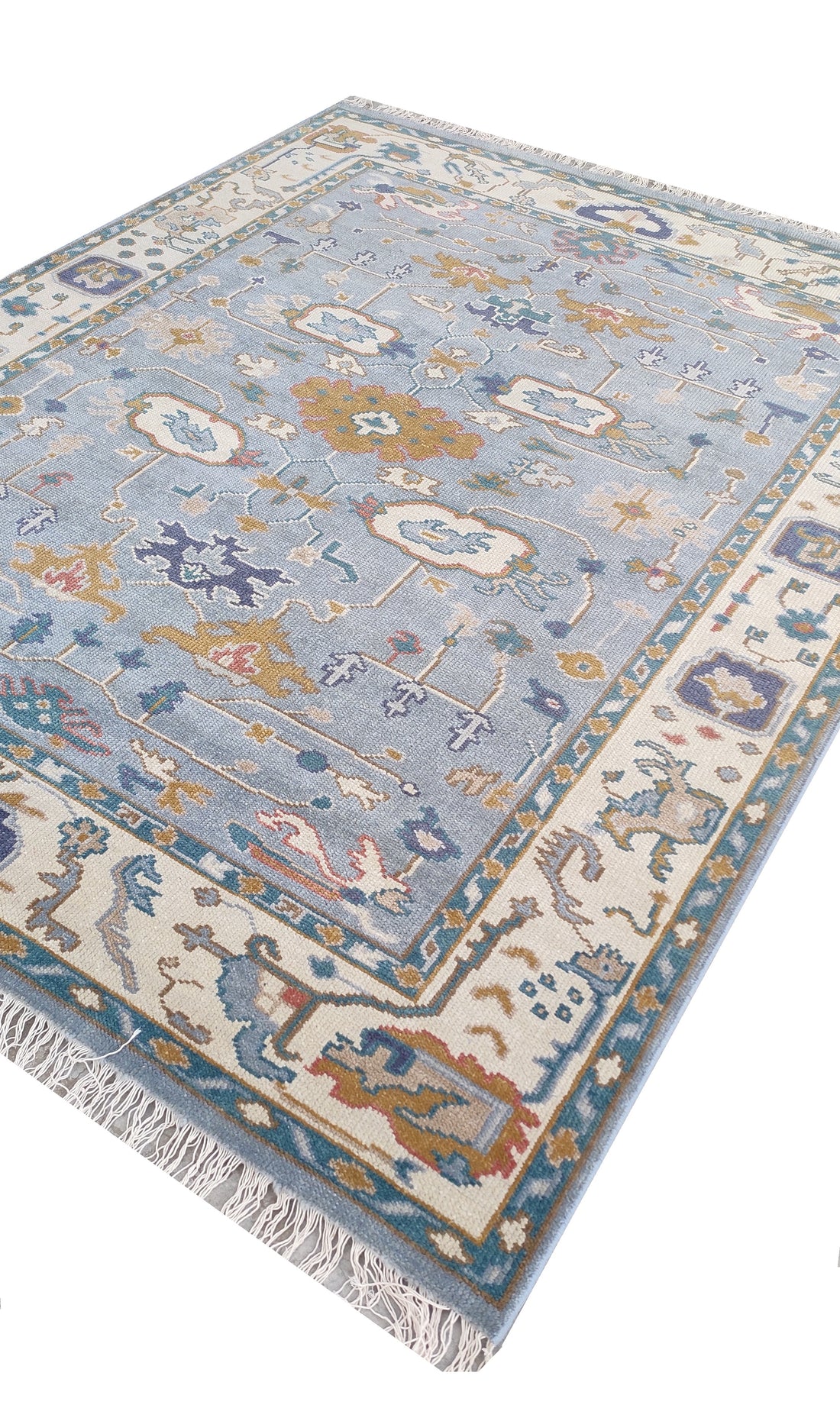 Larson Blue Persian Hand-Knotted Wool Rug