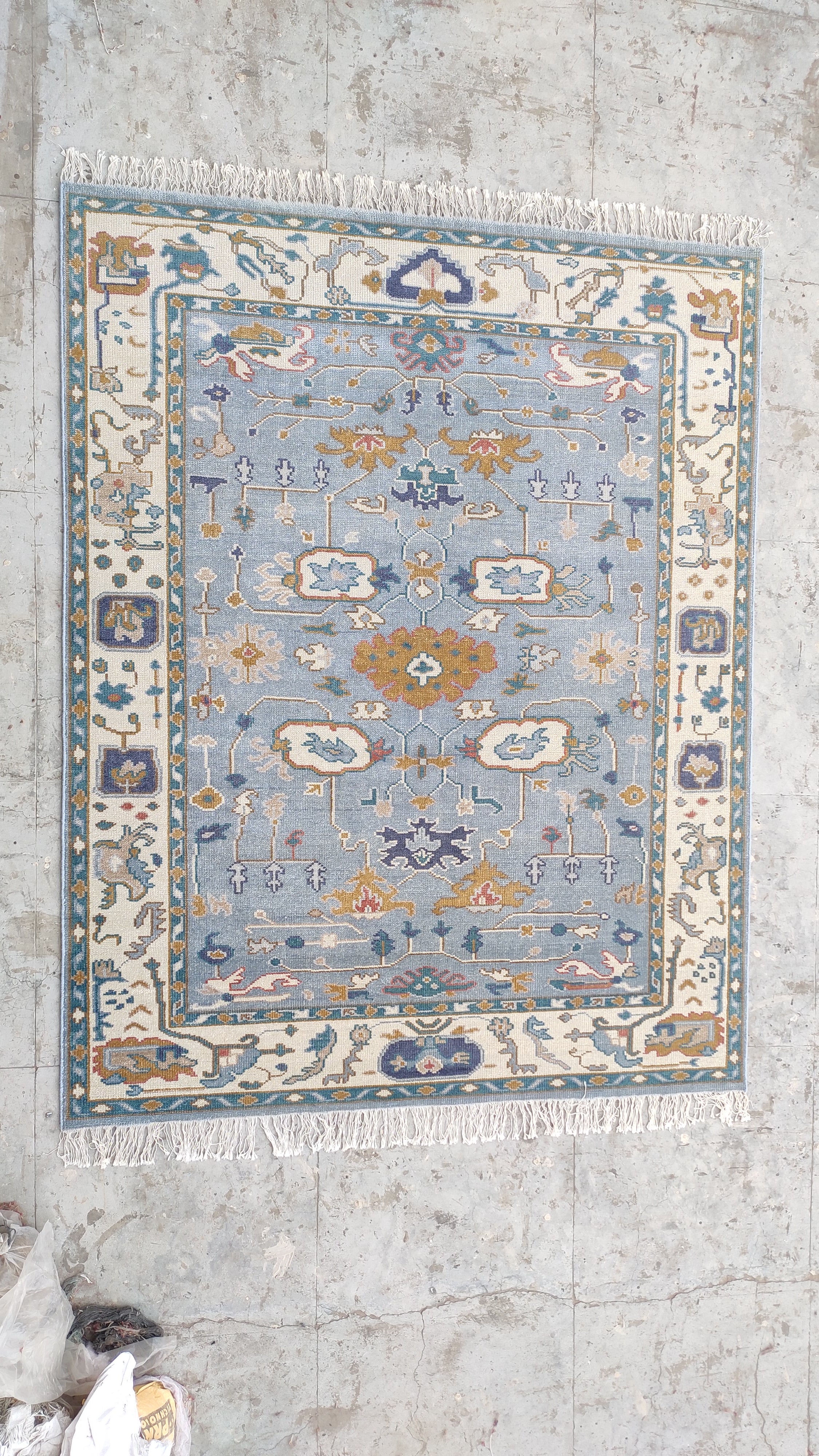 Larson Blue Persian Hand-Knotted Wool Rug