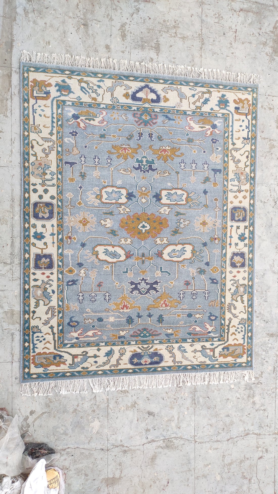 Larson Blue Persian Hand-Knotted Wool Rug