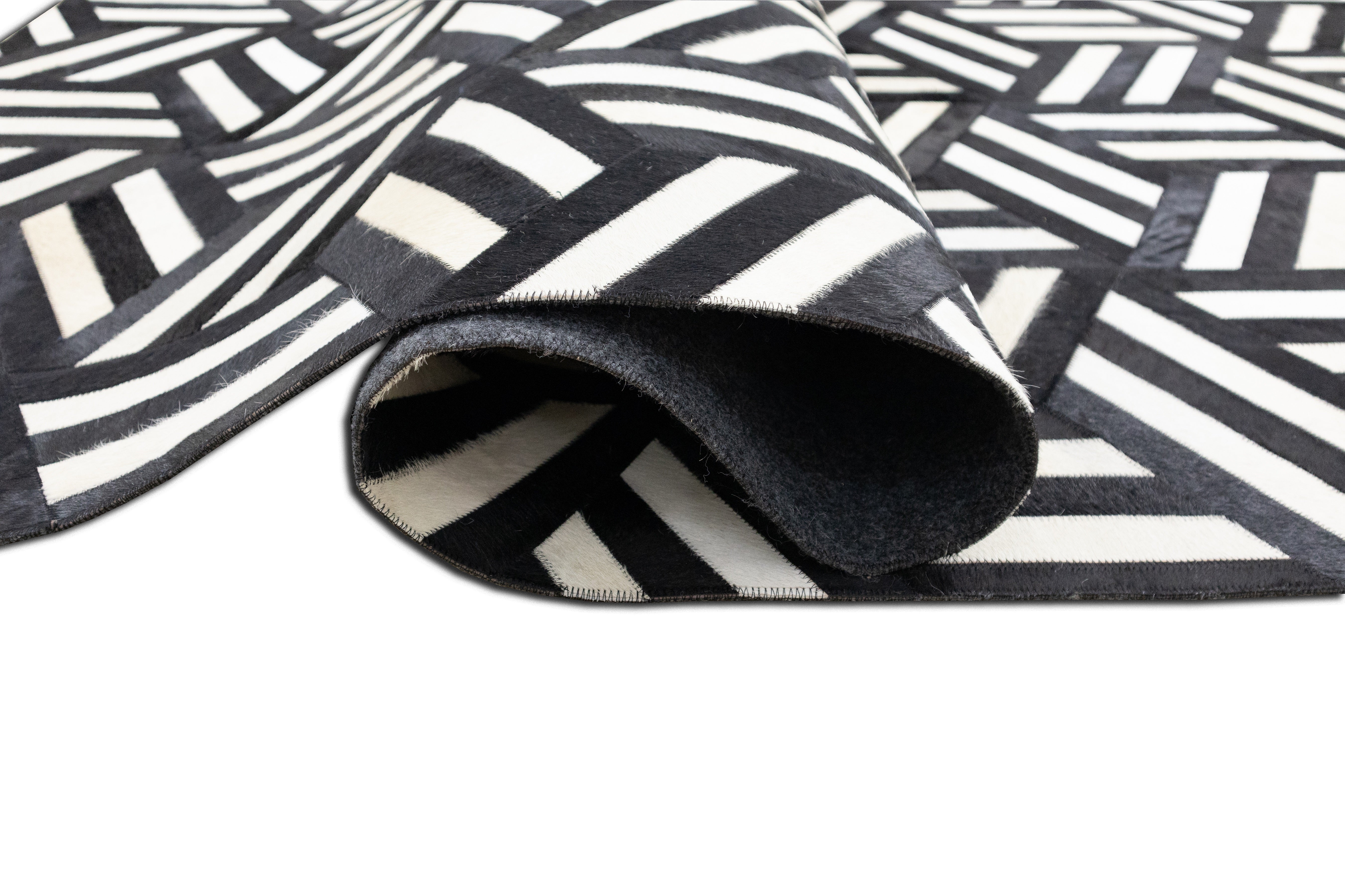 Lexington Gridiron Leather Patched Hand-Stitched Rug
