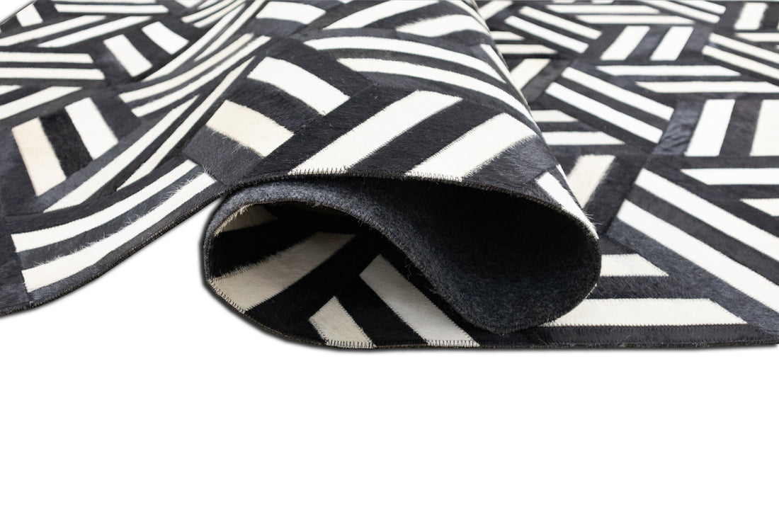 Lexington Gridiron Leather Patched Hand-Stitched Rug