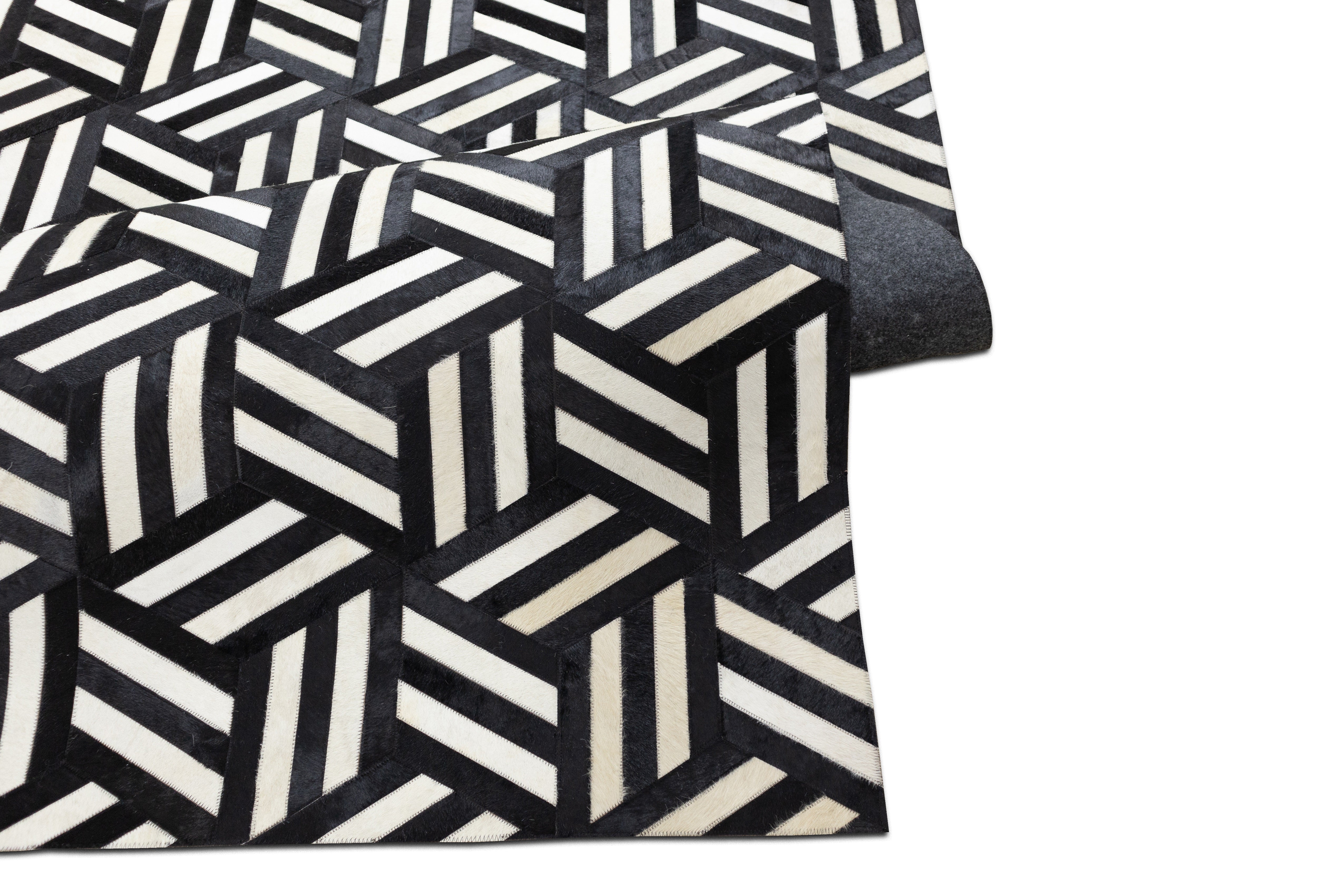 Lexington Gridiron Leather Patched Hand-Stitched Rug