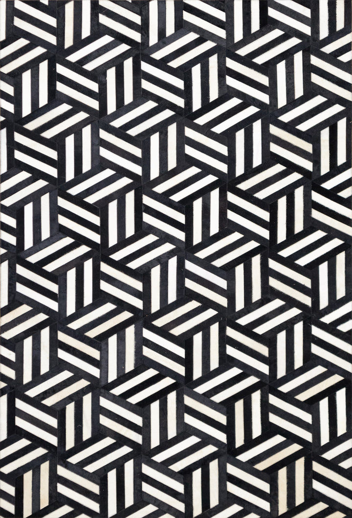 Lexington Gridiron Leather Patched Hand-Stitched Rug