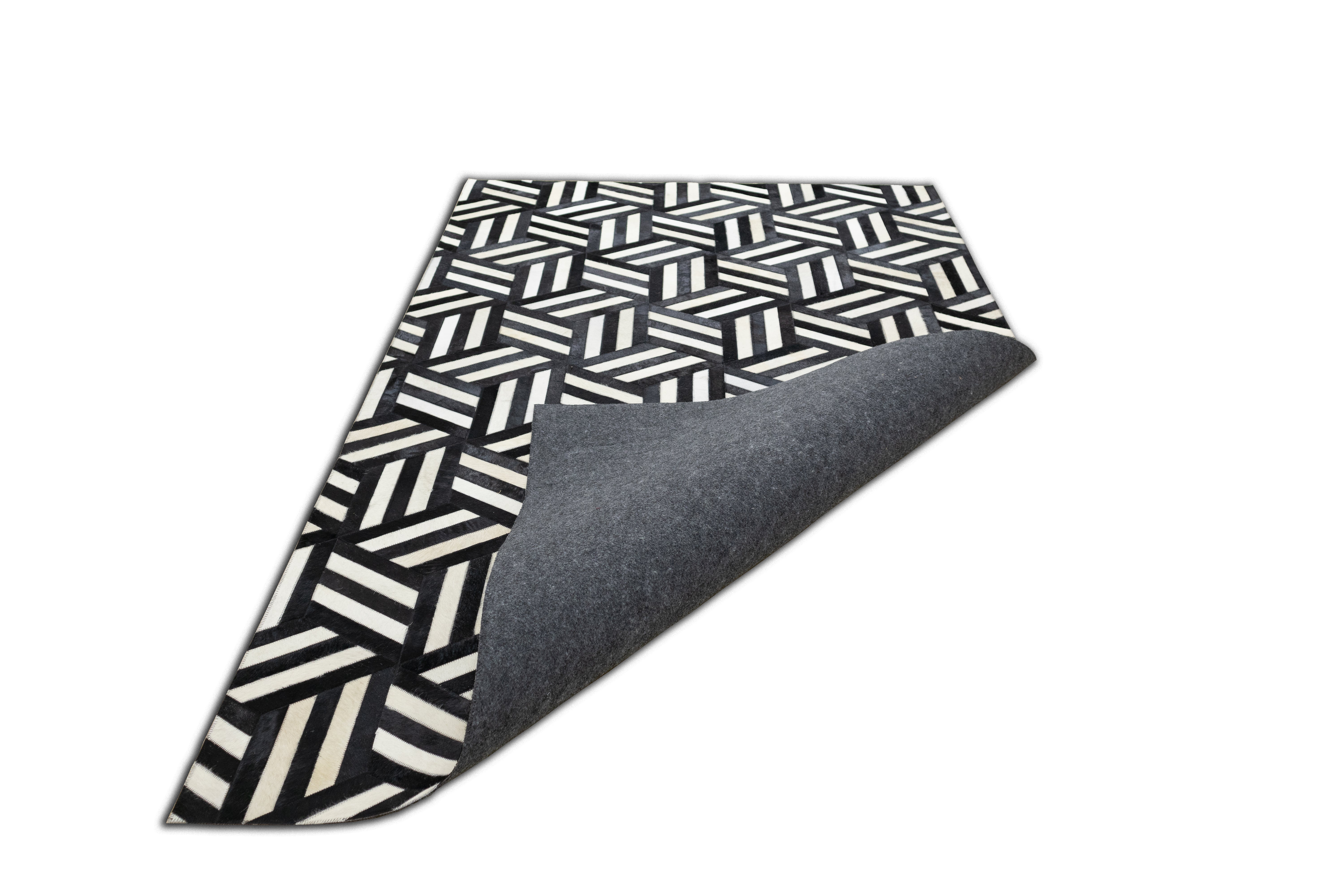 Lexington Gridiron Leather Patched Hand-Stitched Rug