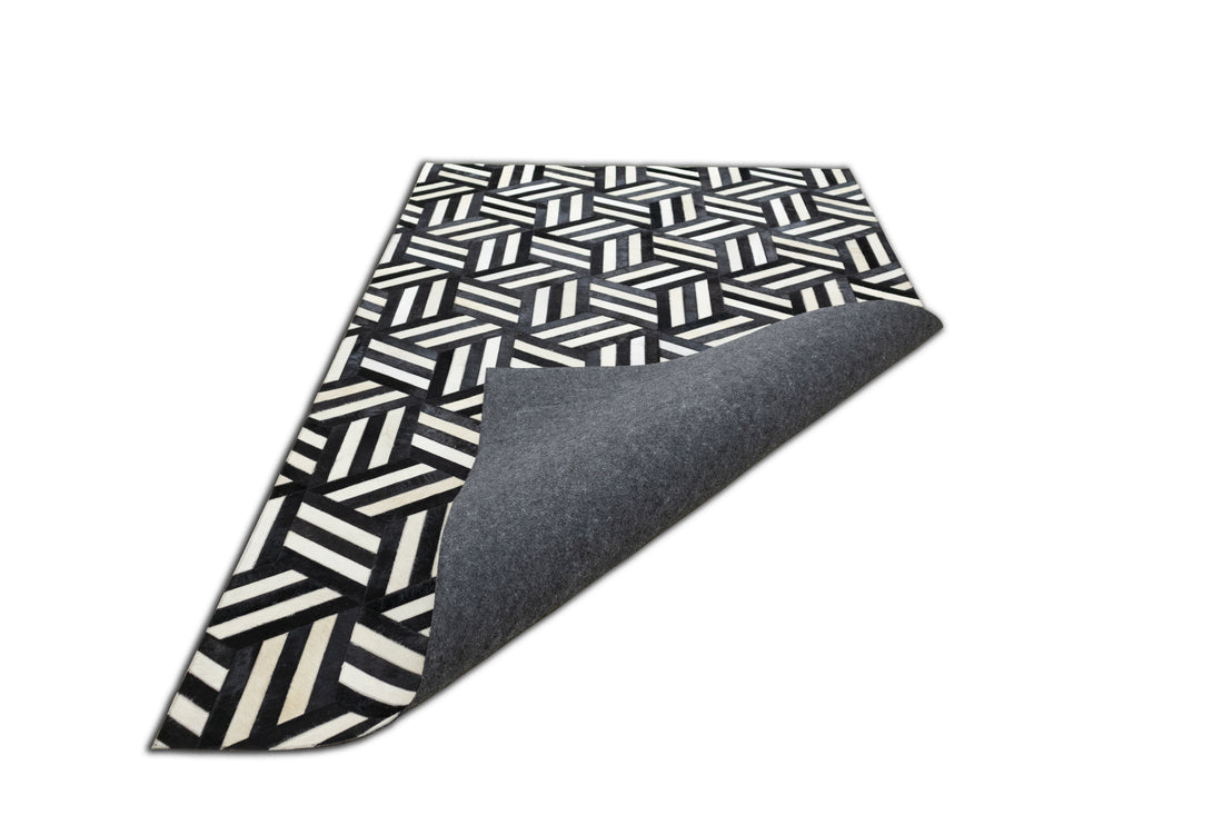 Lexington Gridiron Leather Patched Hand-Stitched Rug