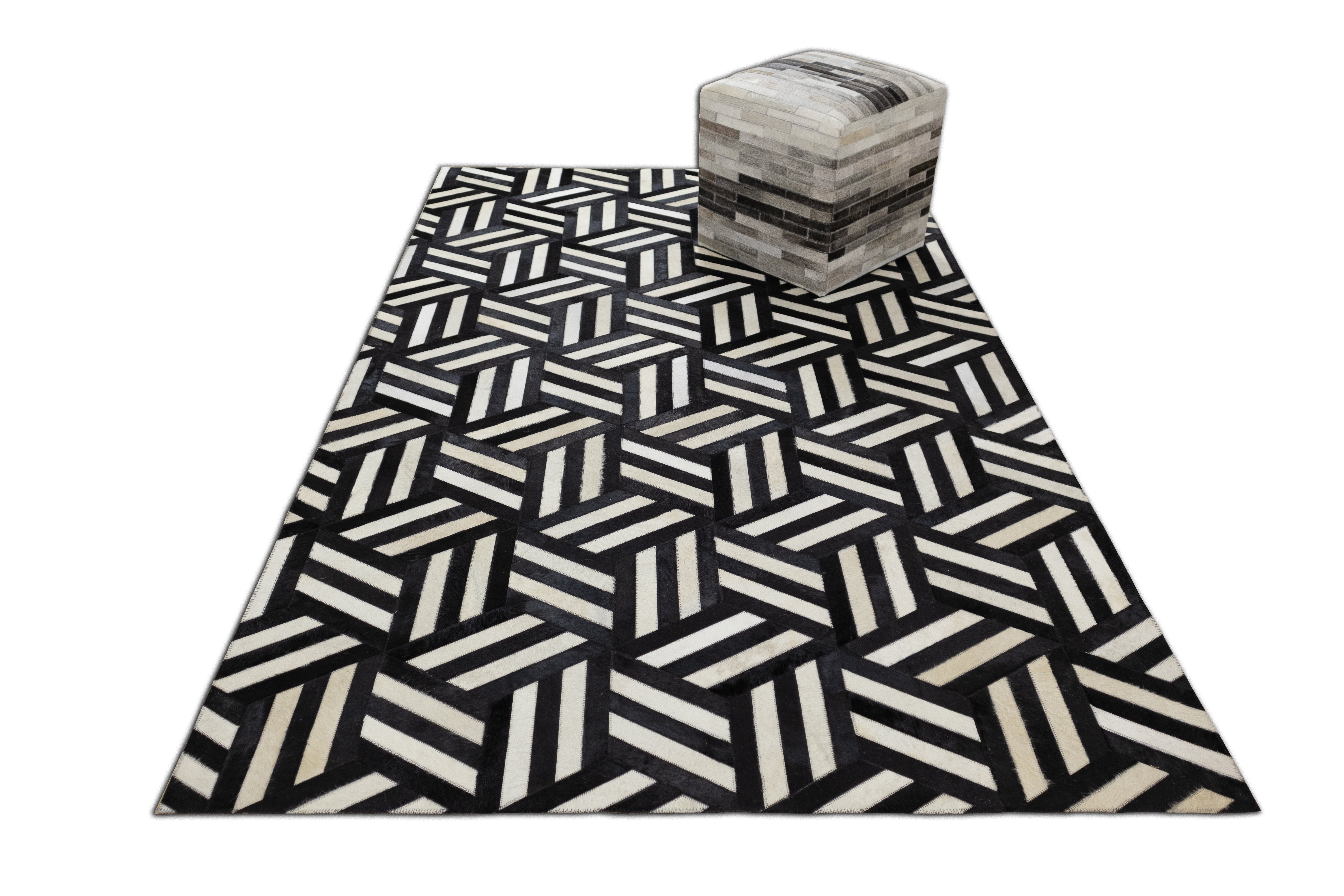 Lexington Gridiron Leather Patched Hand-Stitched Rug