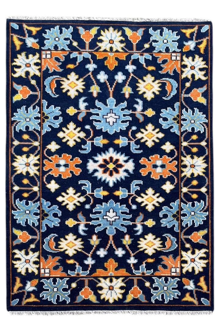 Lucienne Midnight Navy Oushak Hand-Knotted Wool Rug