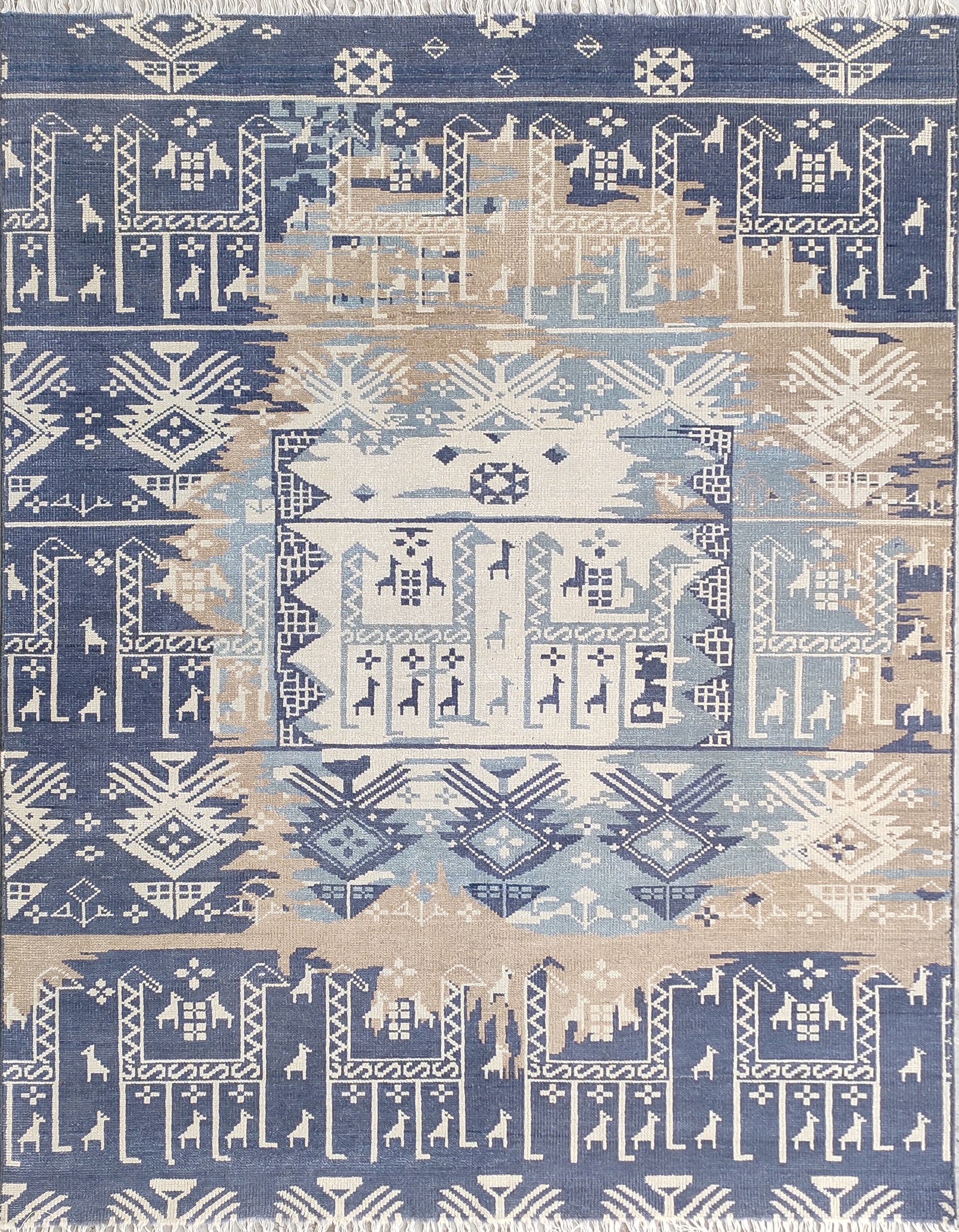 Marlise Blue Gen-Z Gabbeh Hand-Knotted Wool Rug