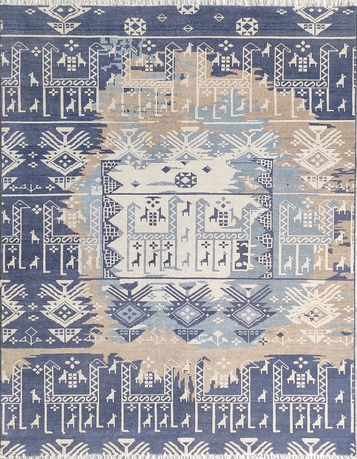 Marlise Blue Gen-Z Gabbeh Hand-Knotted Wool Rug